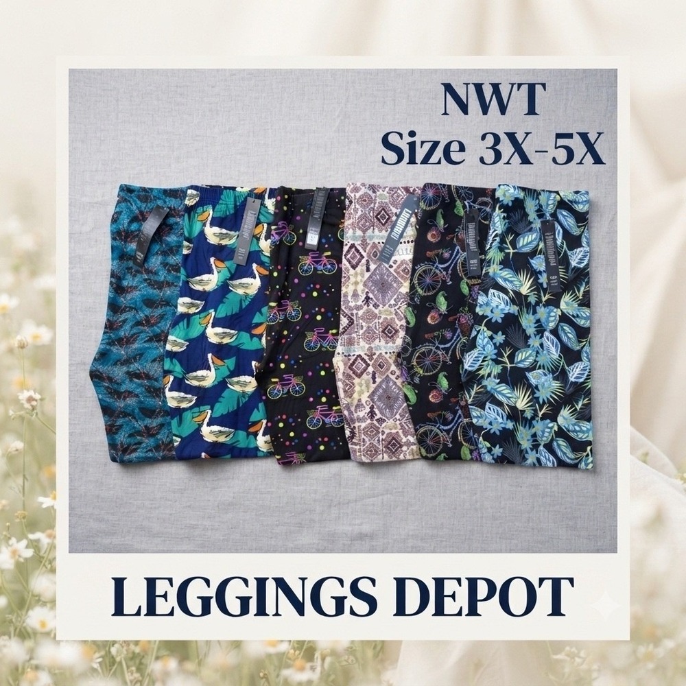 Leggings Depot NWT Set/6 Soft Stretchy Women Plus Size 3XL-5XL Printed Leggings